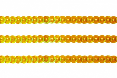 Пайетки "ОмТекс" на нитях, CREAM, 6 мм С / упак.73+/-1м, цв. 92 - золото - купить в Октябрьском. Цена: 484.77 руб.