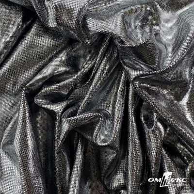 Трикотажное полотно голограмма, шир.140 см, #602 -чёрный/серебро - купить в Октябрьском. Цена 385.88 руб.