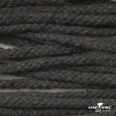 Шнур плетеный d-6 мм круглый, 70% хлопок 30% полиэстер, уп.90+/-1 м, цв.1088-т.серый - купить в Октябрьском. Цена: 588 руб.