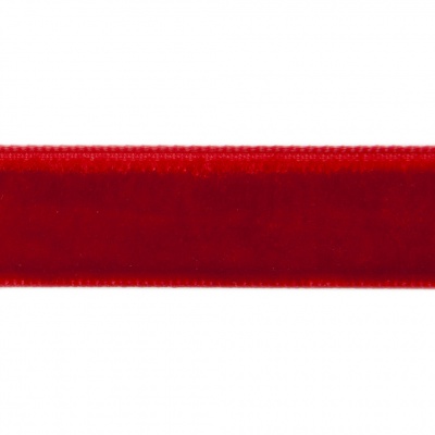Лента бархатная нейлон, шир.12 мм, (упак. 45,7м), цв.45-красный - купить в Октябрьском. Цена: 392 руб.