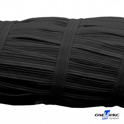 Резиновые нити с текстильным покрытием, шир. 6 мм (55 м/уп), цв.-черный - купить в Октябрьском. Цена: 210.75 руб.