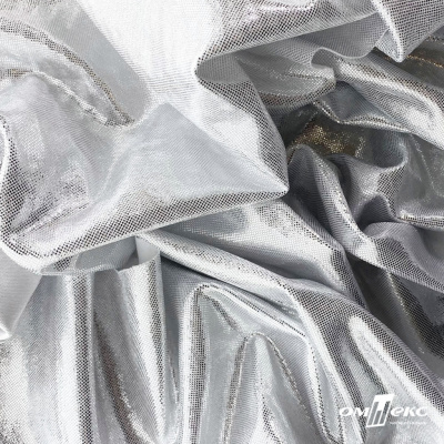 Трикотажное полотно голограмма, шир.140 см, #602 -белый/серебро - купить в Октябрьском. Цена 385.88 руб.