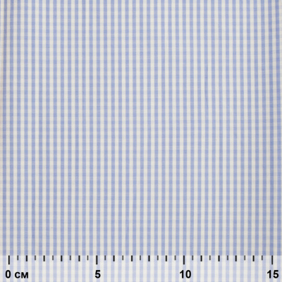 Ткань сорочечная Клетка Виши, 115 г/м2, 58% пэ,42% хл, шир.150 см, цв.2-голубой, (арт.111) - купить в Октябрьском. Цена 306.69 руб.