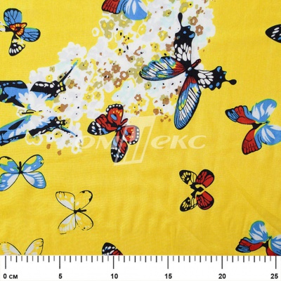 Плательная ткань "Софи" 7.2, 75 гр/м2, шир.150 см, принт бабочки - купить в Октябрьском. Цена 241.49 руб.