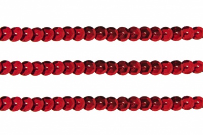 Пайетки "ОмТекс" на нитях, SILVER-BASE, 6 мм С / упак.73+/-1м, цв. 3 - красный - купить в Октябрьском. Цена: 468.37 руб.