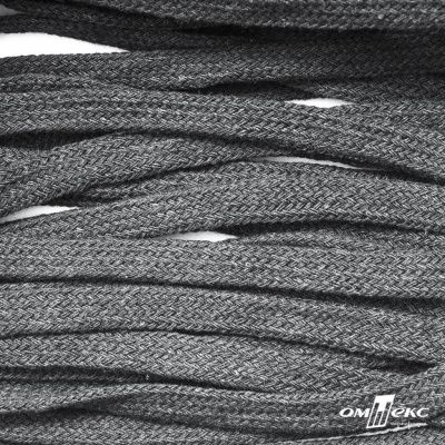 Шнур плетеный d-8 мм плоский, 70% хлопок 30% полиэстер, уп.85+/-1 м, цв.1027-серый - купить в Октябрьском. Цена: 735 руб.