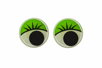 Глазки для игрушек, круглые, с бегающими зрачками, 15 мм/упак.50+/-2 шт, цв. -зеленый - купить в Октябрьском. Цена: 113.01 руб.