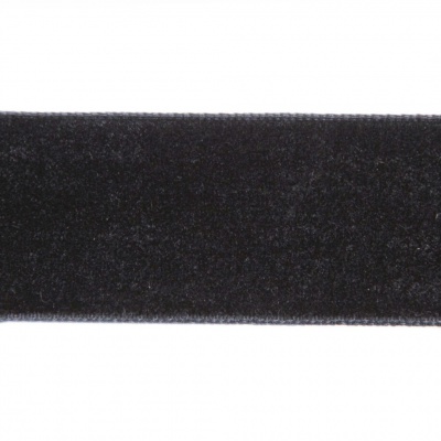 Лента бархатная нейлон, шир.25 мм, (упак. 45,7м), цв.03-черный - купить в Октябрьском. Цена: 800.84 руб.