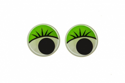 Глазки для игрушек, круглые, с бегающими зрачками, 12 мм/упак.50+/-2 шт, цв. -зеленый - купить в Октябрьском. Цена: 95.04 руб.