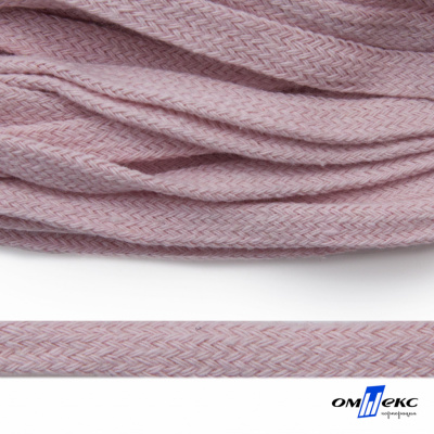 Шнур плетеный d-8 мм плоский, 70% хлопок 30% полиэстер, уп.85+/-1 м, цв.1019-св.розовый - купить в Октябрьском. Цена: 735 руб.