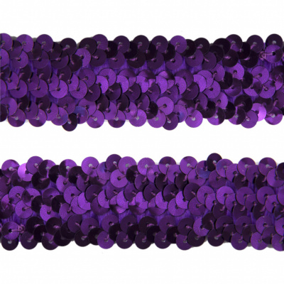 Тесьма с пайетками 12, шир. 30 мм/уп. 25+/-1 м, цвет фиолет - купить в Октябрьском. Цена: 1 098.48 руб.