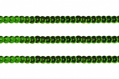 Пайетки "ОмТекс" на нитях, SILVER-BASE, 6 мм С / упак.73+/-1м, цв. 4 - зеленый - купить в Октябрьском. Цена: 484.77 руб.