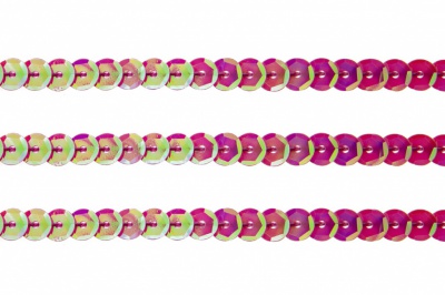 Пайетки "ОмТекс" на нитях, CREAM, 6 мм С / упак.73+/-1м, цв. 89 - розовый - купить в Октябрьском. Цена: 468.37 руб.