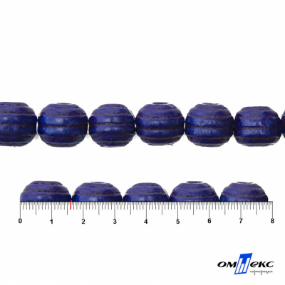 0309-Бусины деревянные "ОмТекс", 16 мм, упак.50+/-3шт, цв.006-синий - купить в Октябрьском. Цена: 62.22 руб.